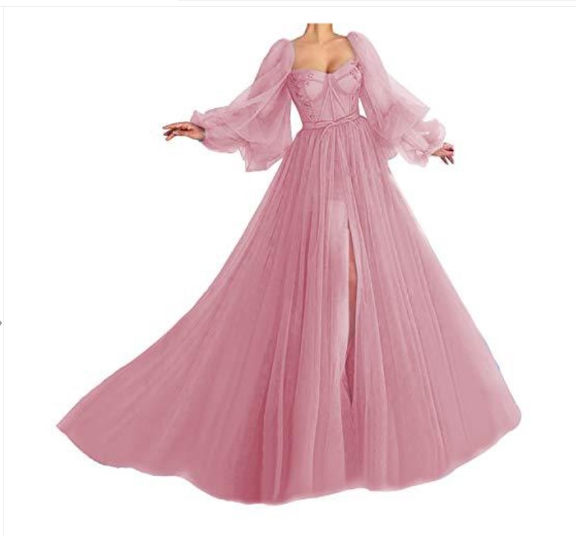 Evening dresses Custom Made Blue Prom Dresses Long Puffy Sleeve Tulle Backless Formal Party Gowns Beauty Pageant flower girl mermaid black dress