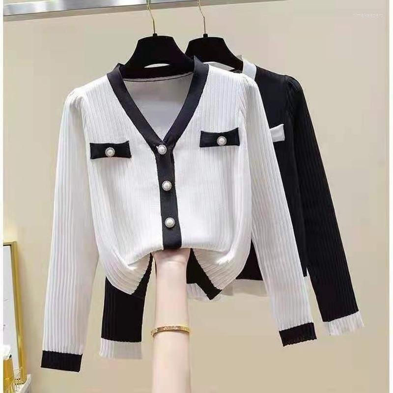 Women' Knits & Tees Spring Elegant Long Sleeve Cardigan Women 2022 Korean Style Solid White Single Breasted Chic Knitted Tops Office Lady E, Black
Women' Knits & Tees Spring Elegant Long Sleeve Cardigan Women 2022 Korean Style Solid White Single Breasted Chic Knitted Tops Office Lady E, Black