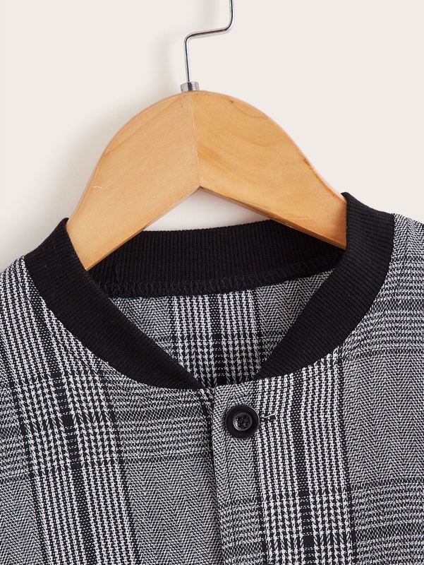 Toddler Boys Plaid Slant Pocket Bomber Jacket SHE