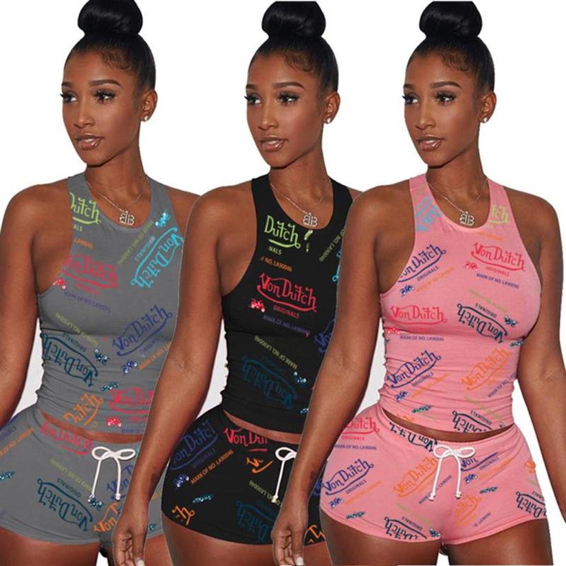 Letter Print Women' Tracksuits Sleeveless Drawstring Shorts Set Von Dutch Two Piece Outfit Sexy Shirt And Biker Short Cotton234z, Black
Letter Print Women' Tracksuits Sleeveless Drawstring Shorts Set Von Dutch Two Piece Outfit Sexy Shirt And Biker Short Cotton234z, Black