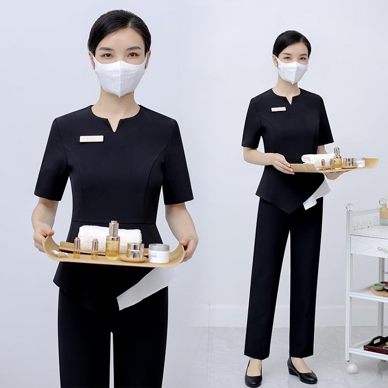 Women' Two Piece Pants Foot Bath Massage Female Technician Uniform Suits Spa Sauna Receptionist Short Sleeve Workwear Beauty Salon Work Clo
Women' Two Piece Pants Foot Bath Massage Female Technician Uniform Suits Spa Sauna Receptionist Short Sleeve Workwear Beauty Salon Work Clo