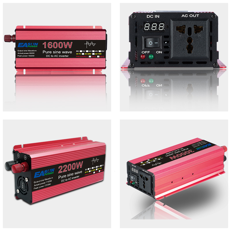 Pure Sine Wave Inverter 3000W 2200W 1600W 1000W Voltage DC 12V 24V To AC 110V 220V Transformer Power Converter Solar Inverter