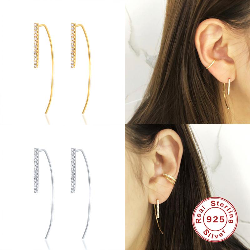 Stud Aide 925 Sterling Silver Gold Korean Fashion Long Arc Line Earrings With Shiny Zircon Bar Ear For Women Girls JewelryStud
Stud Aide 925 Sterling Silver Gold Korean Fashion Long Arc Line Earrings With Shiny Zircon Bar Ear For Women Girls JewelryStud