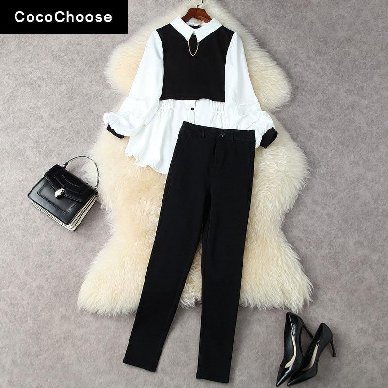 Women' Two Piece Pants Black Set 2022 Fashion Women Lantern Sleeve White Top Blouse And Stretch Trouser Suit Elegant Casual
Women' Two Piece Pants Black Set 2022 Fashion Women Lantern Sleeve White Top Blouse And Stretch Trouser Suit Elegant Casual