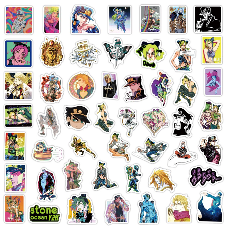 50Pcs/lot Japan Anime JoJos Bizarre Adventure Stone Ocean Stickers Graffiti Kids Toy Skateboard Phone Laptop Luggage Sticker Decals