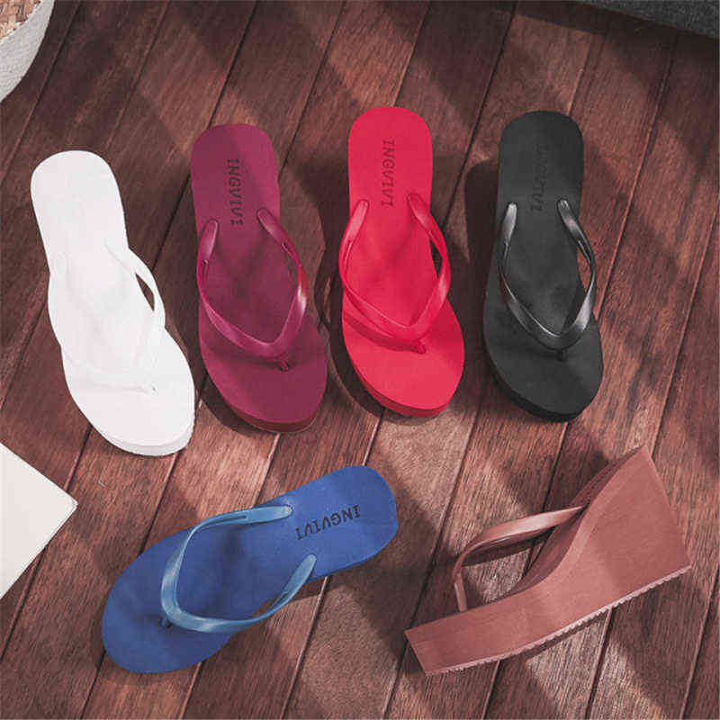 Summer Women EVA Thick High Heel Wedges Slippers Fashion 2022 Female Beach Flops Sandalias Platform Causal Solid Claquette Femme Y220412