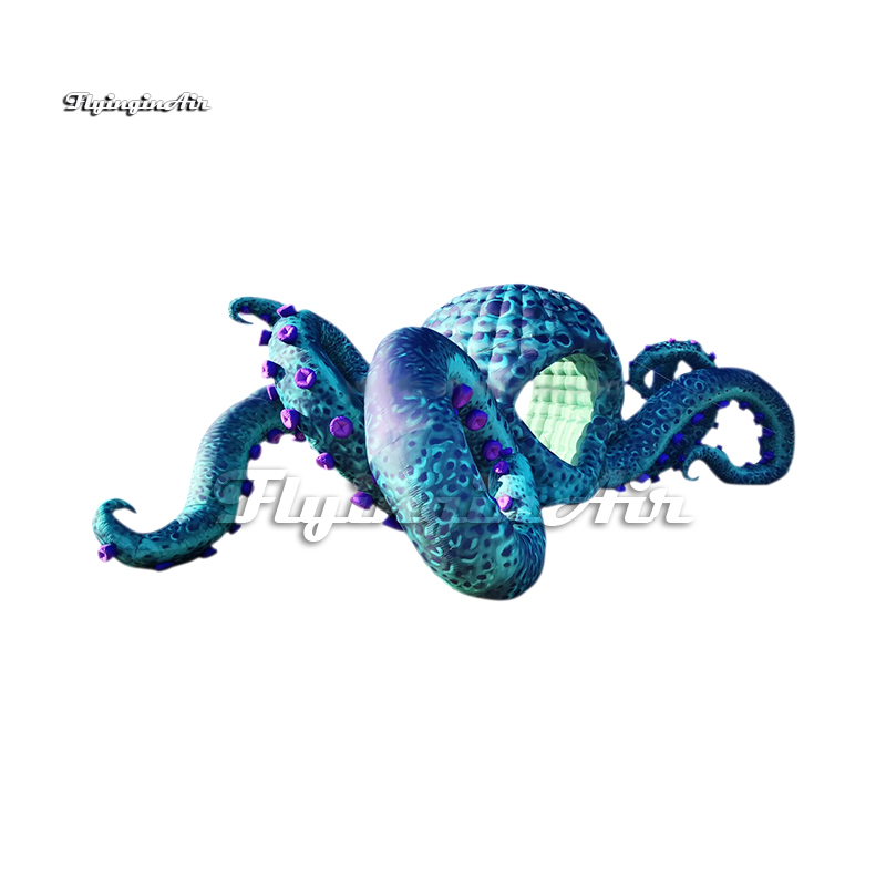 Simulated Large Green Inflatable Octopus Dancing Party DJ Booth Air Blow Up Octopus Model With Sucker-bearing Arms For Concert Stage Decoration