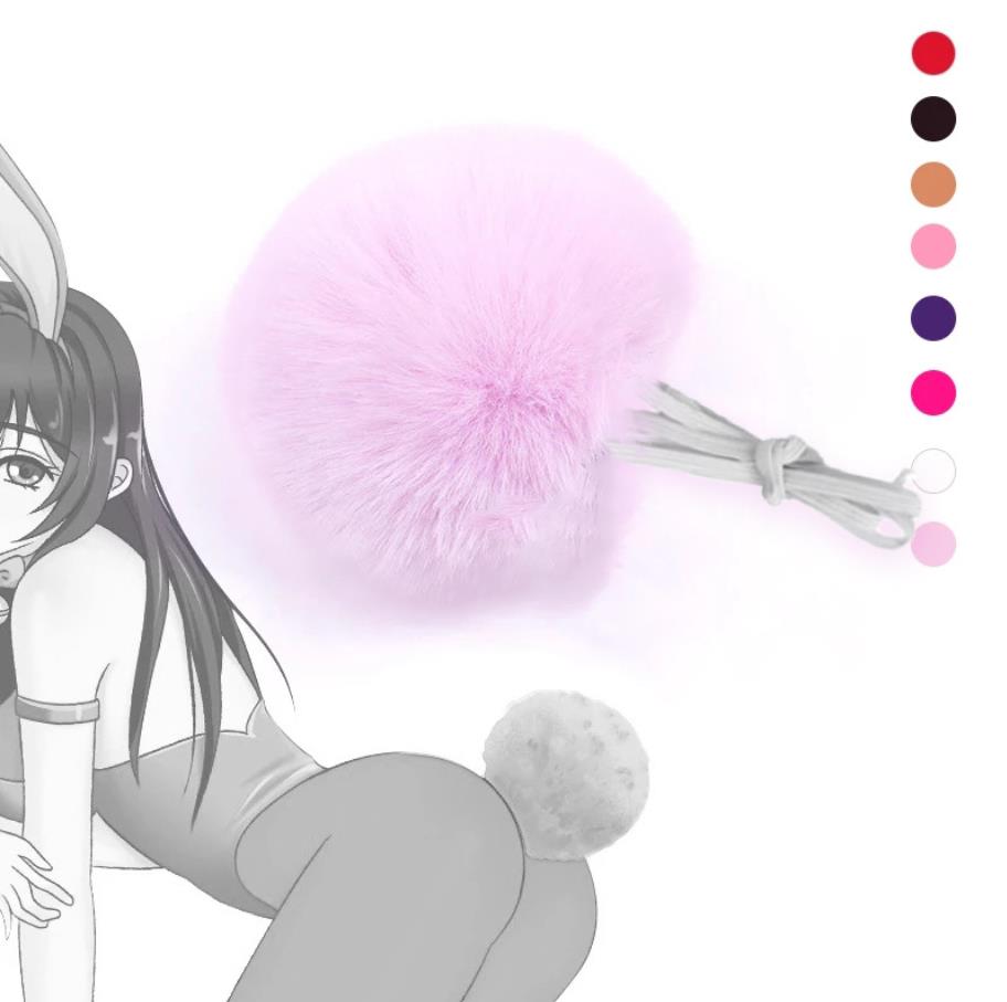 Bunny Pom Tail Plush Rabbit Lolita Costume Accessories Halloween Easter Christmas Cosplay Supplies White Black