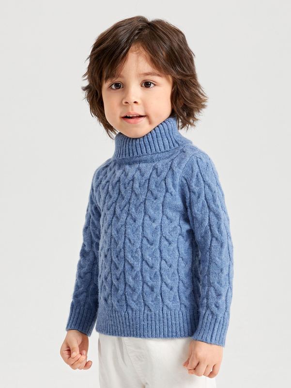 Toddler Boys Turtle Neck Cable Knit Sweater SHE