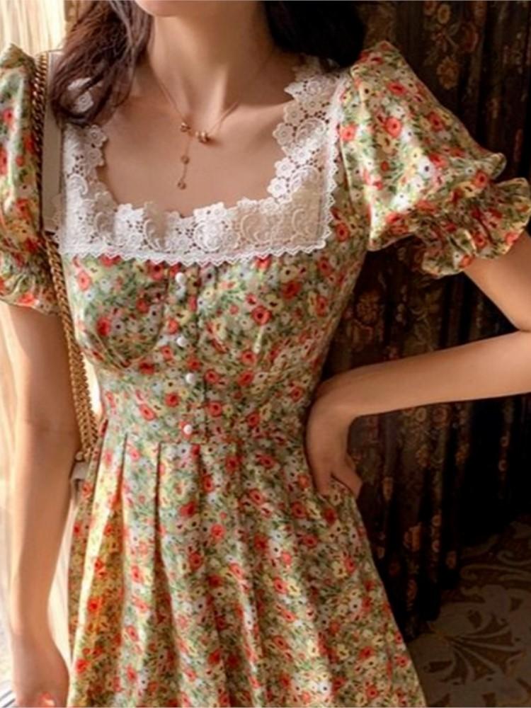 Party Dresses Vintage Floral Boho Dress Women Summer 2022 French Retro Lace Elegant Midi Casual Short Sleeve Cottagecore, Green
Party Dresses Vintage Floral Boho Dress Women Summer 2022 French Retro Lace Elegant Midi Casual Short Sleeve Cottagecore, Green