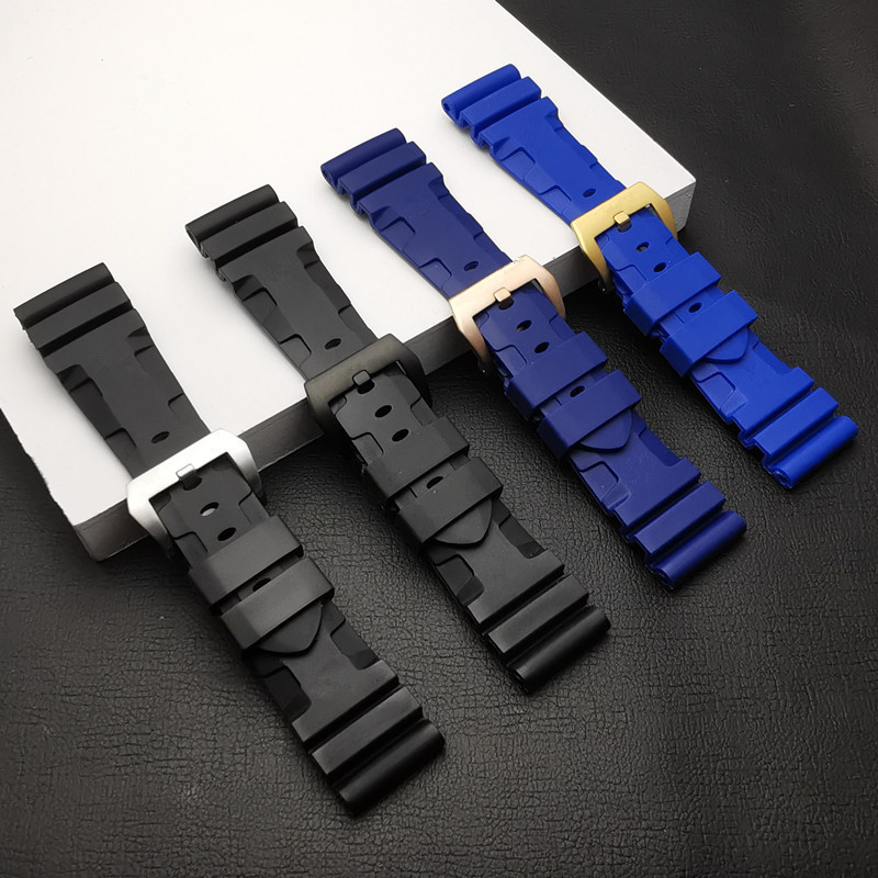 Top quality 24mm 26mm Nature silicone rubber strap For Panerai strap watch band Waterproof watchband free tools 220526