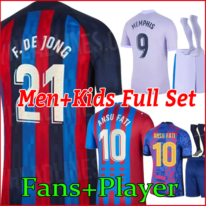 Barcelona Camisetas de footbal ADAMA AUBA soccer jersey FERRAN home away 22 23 ANSU FATI 2022 2023 F. DE JONG DEST DAVI ALVES kit shirt men kids