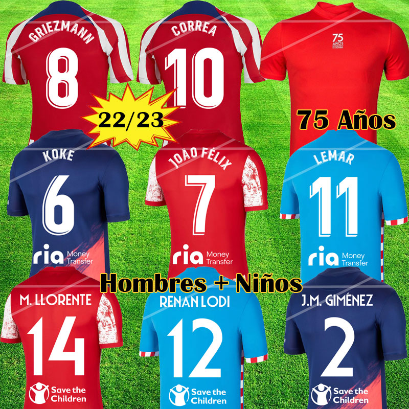 22 23 ATLETICO Soccer Jerseys 75th anniversary MADRIDs 75 Anos JOAO FELIX 2022 2023 CARRASCO CORREA KOKE camiseta de futbol HERRERA LLORENTE A MAD Football Shirt 999, Kids home
22 23 ATLETICO Soccer Jerseys 75th anniversary MADRIDs 75 Anos JOAO FELIX 2022 2023 CARRASCO CORREA KOKE camiseta de futbol HERRERA LLORENTE A MAD Football Shirt 999, Kids home