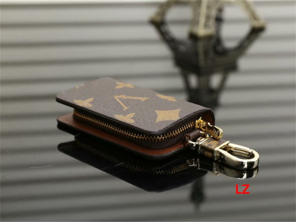 Designer men Universal Car Key bags Case unisex Male PU Leather letter print Coin Purse Key's Holder Women Zipper Smart Keychain Cases Cars Keys Pouch Bag Wallets, Black plaid