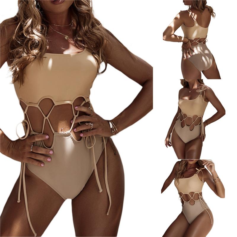 Women' Swimwear Women One-shoulder Beige Patchwork Hollow Out Tie-up 1-piece Bathing Suit / M/ L
Women' Swimwear Women One-shoulder Beige Patchwork Hollow Out Tie-up 1-piece Bathing Suit / M/ L