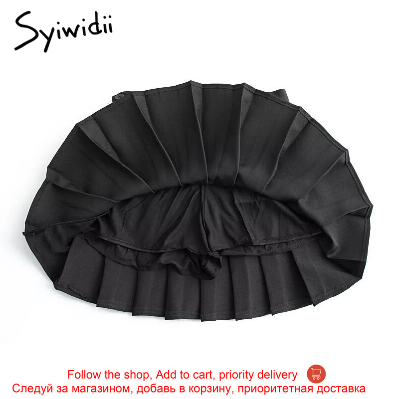 Syiwidii Pleated Skirt Woman Pink White Black Lolita Kawaii Summer Mini Skirts Fashion Clothing Cute Sweet Girls 220317