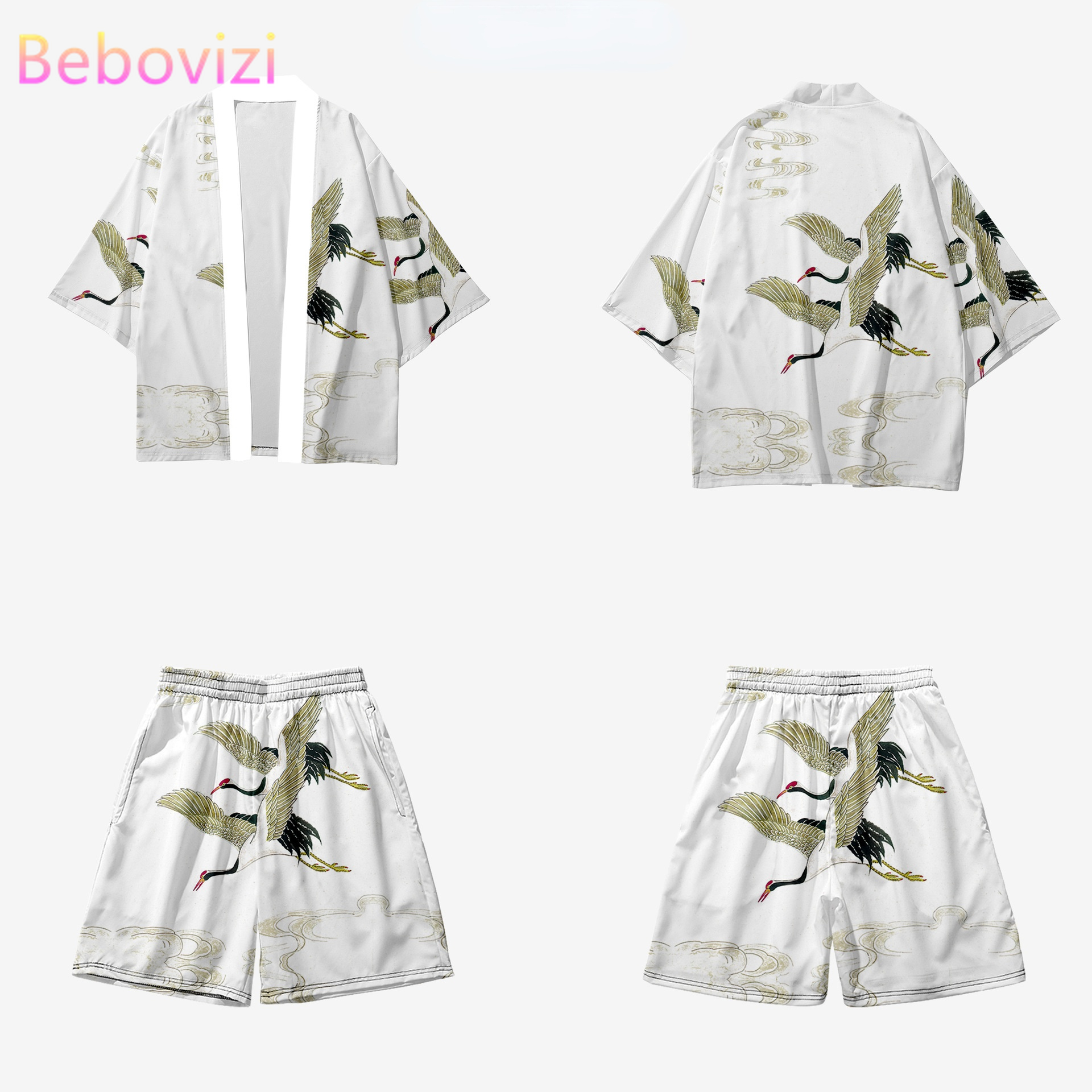Two-piece Suit Japanese White Cardigan Women Men Cosplay Yukata Clothing Harajuku Samurai Crane Kimono + Shorts Pants Sets 6XL
Two-piece Suit Japanese White Cardigan Women Men Cosplay Yukata Clothing Harajuku Samurai Crane Kimono + Shorts Pants Sets 6XL