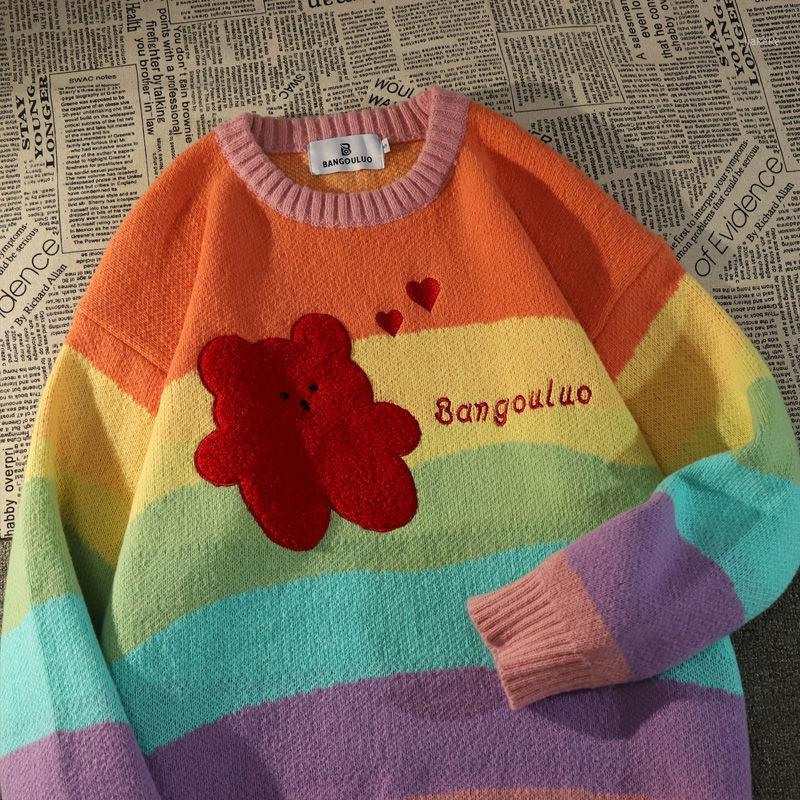 Women's Sweaters Deeptown Kawaii Rainbow Striped Print Knitted Sweater Women Korean Style O-neck Long Sleeve Oversize Jumper Pullover Female, Green
Women's Sweaters Deeptown Kawaii Rainbow Striped Print Knitted Sweater Women Korean Style O-neck Long Sleeve Oversize Jumper Pullover Female, Green