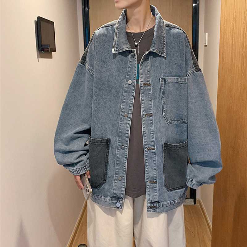 Men's Jackets Vintage Denim Jacket Black Man Patchwork Without Nooded Oversized Single Breasted Old Clothes Loose Fashion For DenimMen's Men
Men's Jackets Vintage Denim Jacket Black Man Patchwork Without Nooded Oversized Single Breasted Old Clothes Loose Fashion For DenimMen's Men