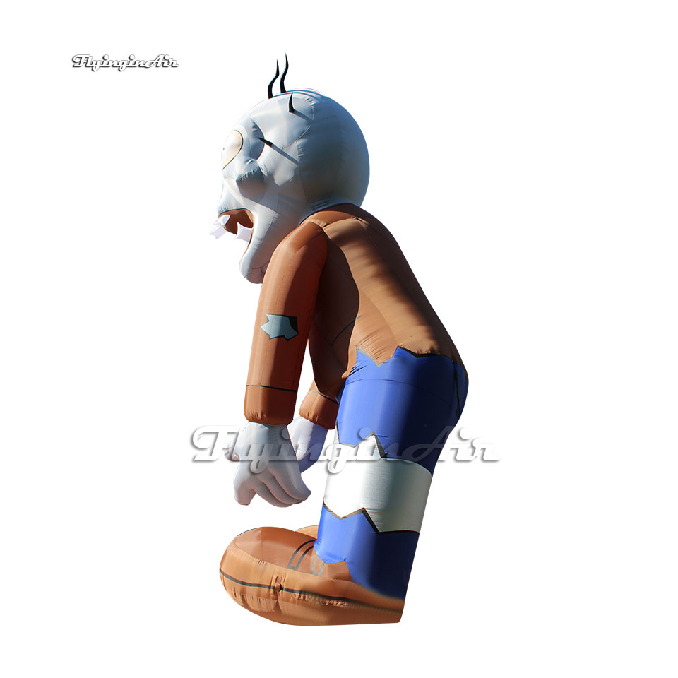 Scary Halloween Inflatable Zombie Cartoon Character 6m Air Blow Up PvZ Conehead Zombie For Park Decoration