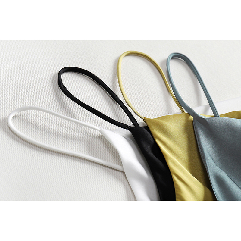 Satin Silk Tank Tops Female Summer Sexy Strap Basic Spaghetti Women Sleeveless Camisole Camis Vest Black White 220316