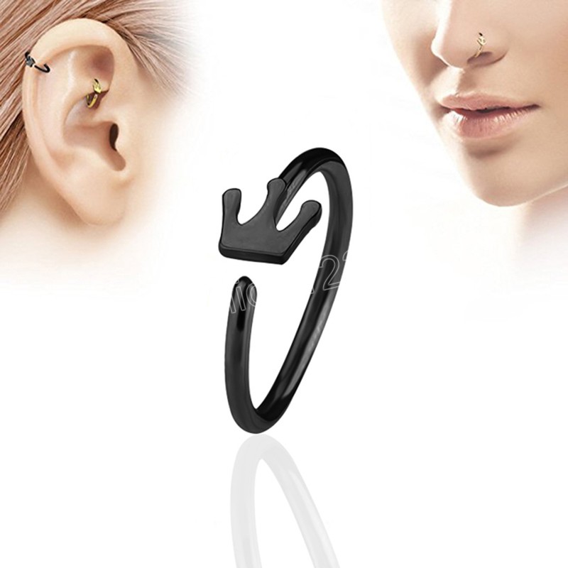 1.0*8mm Cartilage Crown Nose Piercing Surgical Steel Bendable Hoop Nose and Studs Nose Ring With Piercing
1.0*8mm Cartilage Crown Nose Piercing Surgical Steel Bendable Hoop Nose and Studs Nose Ring With Piercing