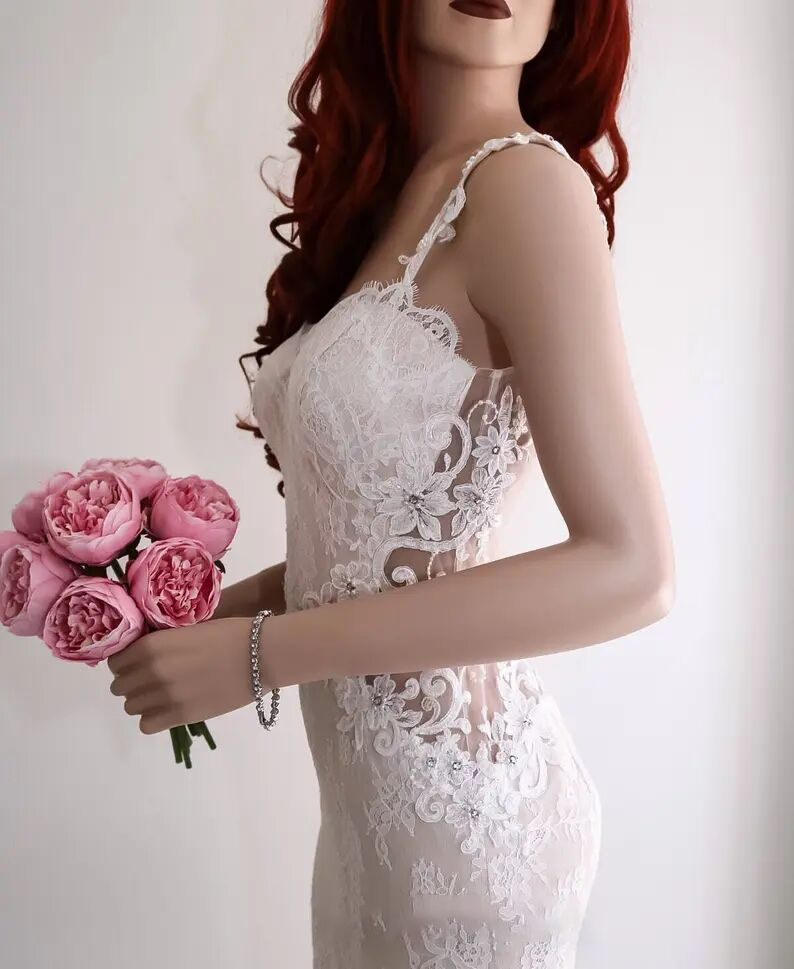 Elegant Mermaid Wedding Dress With Sleeveless High Neck Lace Illusion Bodice Organza Formal Occasion Custom Made Tulle Floor-length