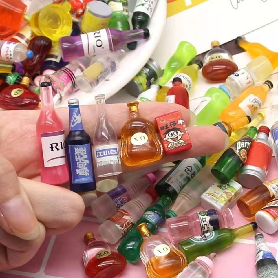 Small Simulation Beverage Bottle Cute Fridge Magnet Practical Decorative Magnetic Resin Home Decoration