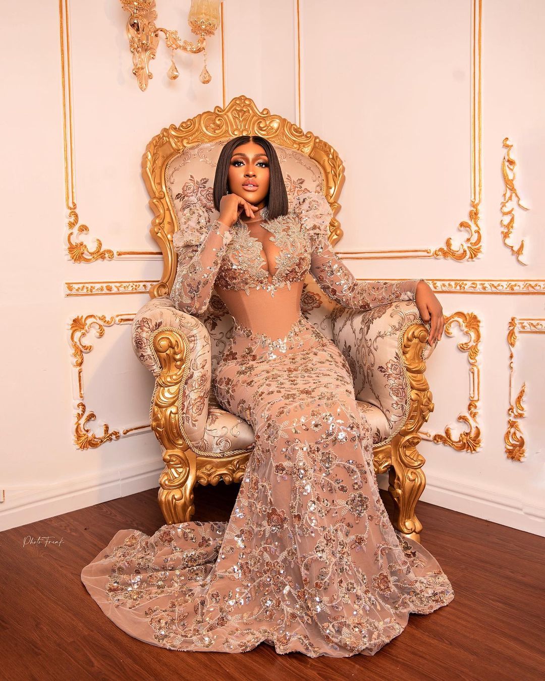 Plus Size Arabic Aso Ebi Mermaid Luxurious Gold Prom Dresses Beaded Crystals Evening Formal Party Second Reception Birthday Engagement Gowns Dress ZJ9