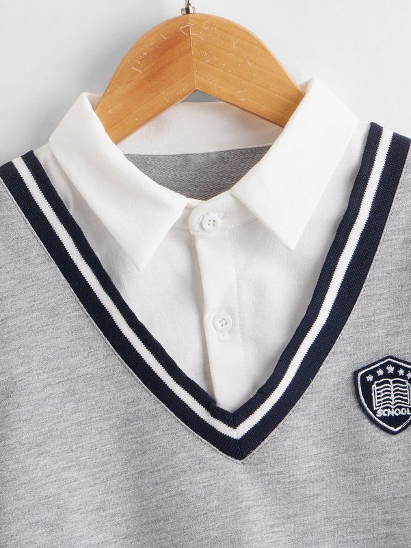 Toddler Boys Striped Taped Patched Sweatshirt SHE