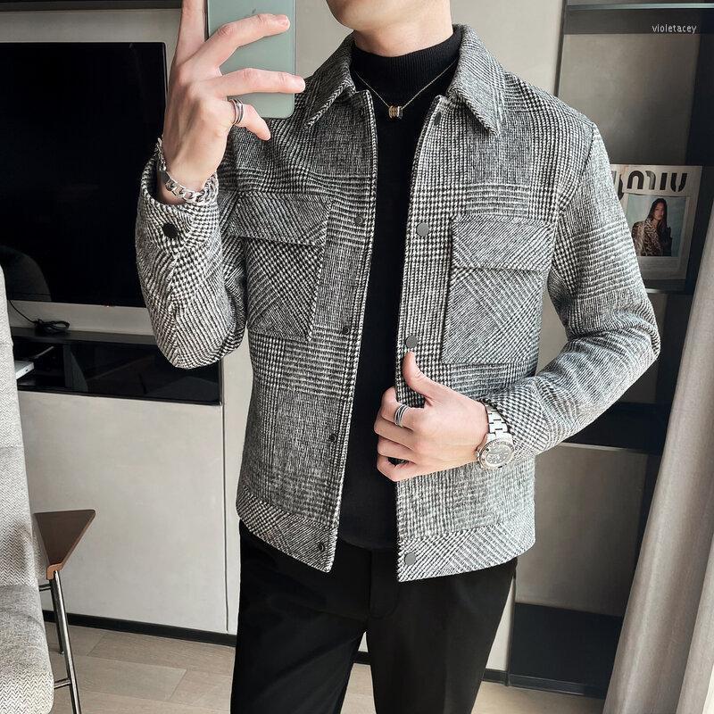 Men's Wool & Blends 2022 Autumn Plaid Woolen Jacket Men Fashion Retro Pocket Casual Streetwear Slim Fit Lapel Coat Mens Outerwear S-4XL Viol, Gray
Men's Wool & Blends 2022 Autumn Plaid Woolen Jacket Men Fashion Retro Pocket Casual Streetwear Slim Fit Lapel Coat Mens Outerwear S-4XL Viol, Gray