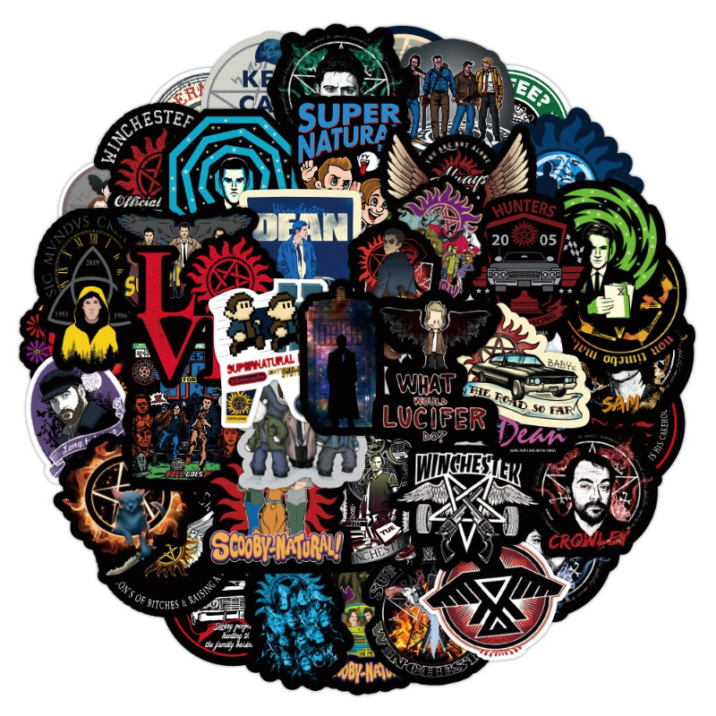 50pcs Classic TV Show Supernatural Sticker SPN stickers For Motorcycle Notebook Computer Car DIY Children Toy Guitar Refrigerator