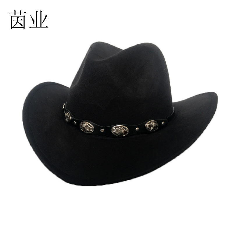 Punk Cowboy Hat Autumn and Winter Woolen Felt Hat Men and Women Fedora Hat British Style Metal Belt Vintage Top, Red
Punk Cowboy Hat Autumn and Winter Woolen Felt Hat Men and Women Fedora Hat British Style Metal Belt Vintage Top, Red
