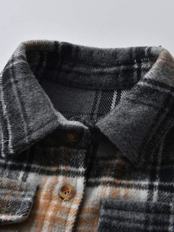 Toddler Boys Plaid Button Through Overcoat SHE