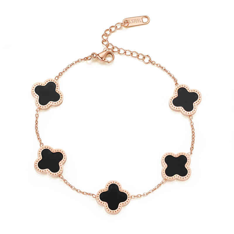 Japan and South Korea fashion titanium steel clover five flower bracelet female lucky grass acrylic 18k rose gold bracelet
Japan and South Korea fashion titanium steel clover five flower bracelet female lucky grass acrylic 18k rose gold bracelet