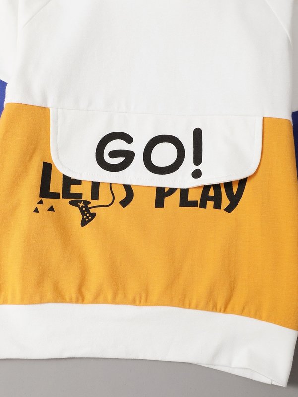 Toddler Boys Letter Graphic Colorblock Raglan Sleeve Hoodie & Sweatpants SHE