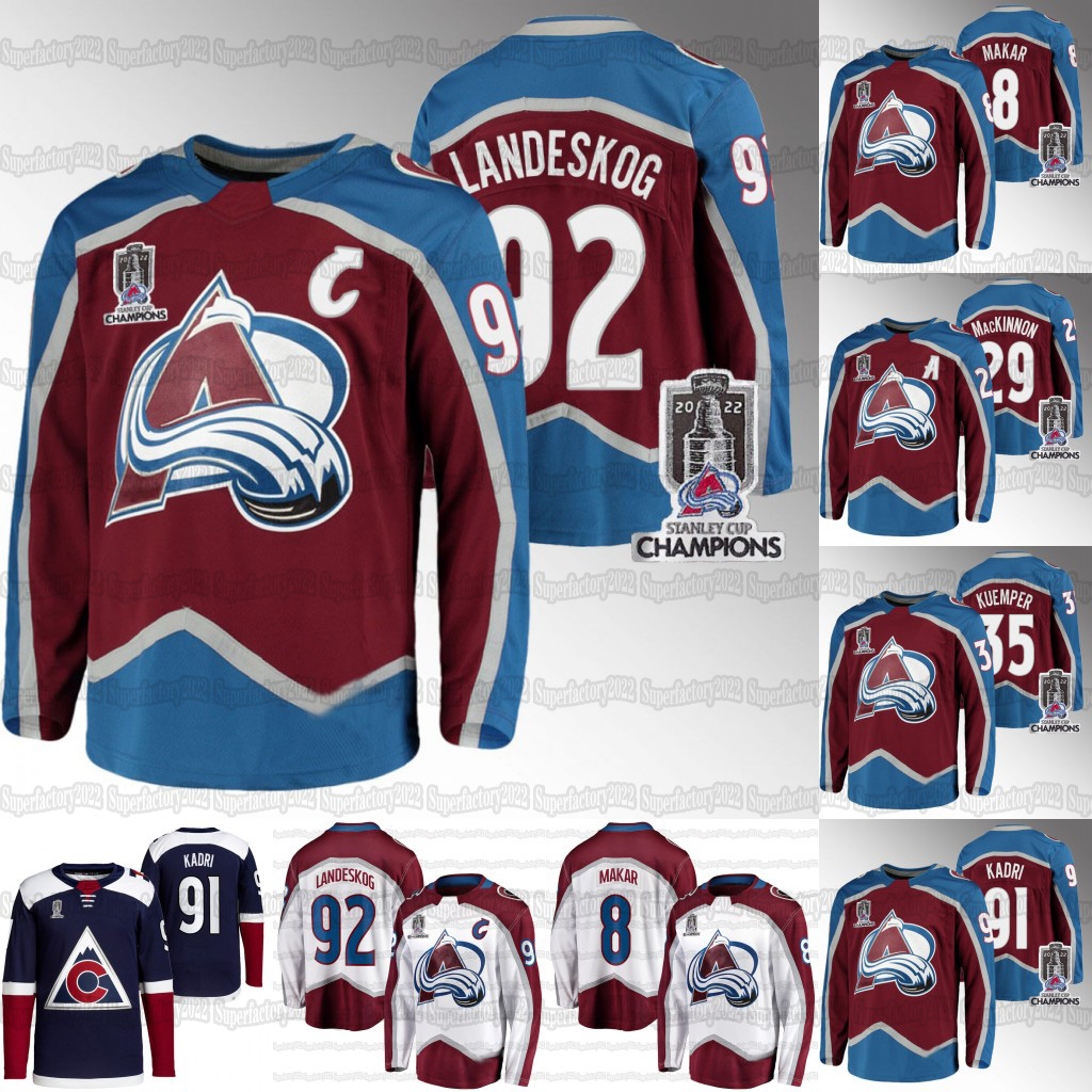 Colorado Cale Makar Avalanche 2022 Stanley Cup Champions jersey Nathan MacKinnon Nazem Kadri Gabriel Landeskog Artturi Lehkonen Darcy Kuemper Mikko Rantanen, Women 2021 reverse retro
Colorado Cale Makar Avalanche 2022 Stanley Cup Champions jersey Nathan MacKinnon Nazem Kadri Gabriel Landeskog Artturi Lehkonen Darcy Kuemper Mikko Rantanen, Women 2021 reverse retro