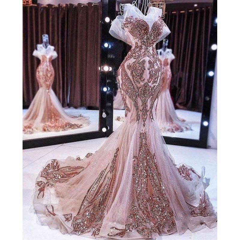 2025 Mermaid Prom Dress Evening Dresses Pink Sparkly Sequins Gown Formal Party Dresses Robe De Soiree Vestido De Novia