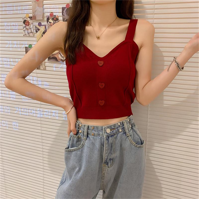 Women's Tanks & Camis Women Knitted Sleeveless Straps Cute Button V-Neck Tank Tops Slim Sweater CamisoleWomen's, Black
Women's Tanks & Camis Women Knitted Sleeveless Straps Cute Button V-Neck Tank Tops Slim Sweater CamisoleWomen's, Black