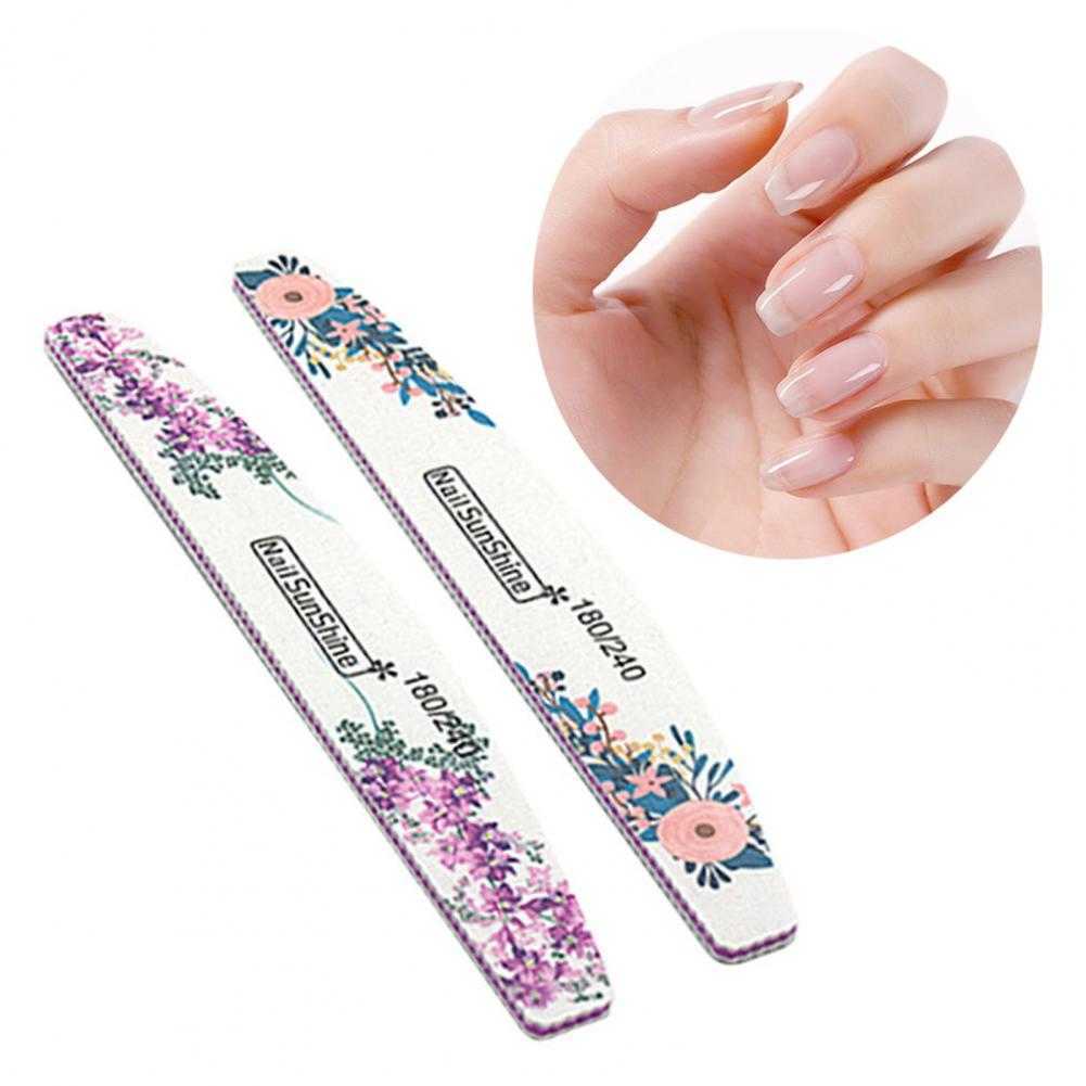 New Nail File Flower Printed Nail Buffer Colorful DIY PS Floral Half Moon Emery Board For Female Professional Manicure Too