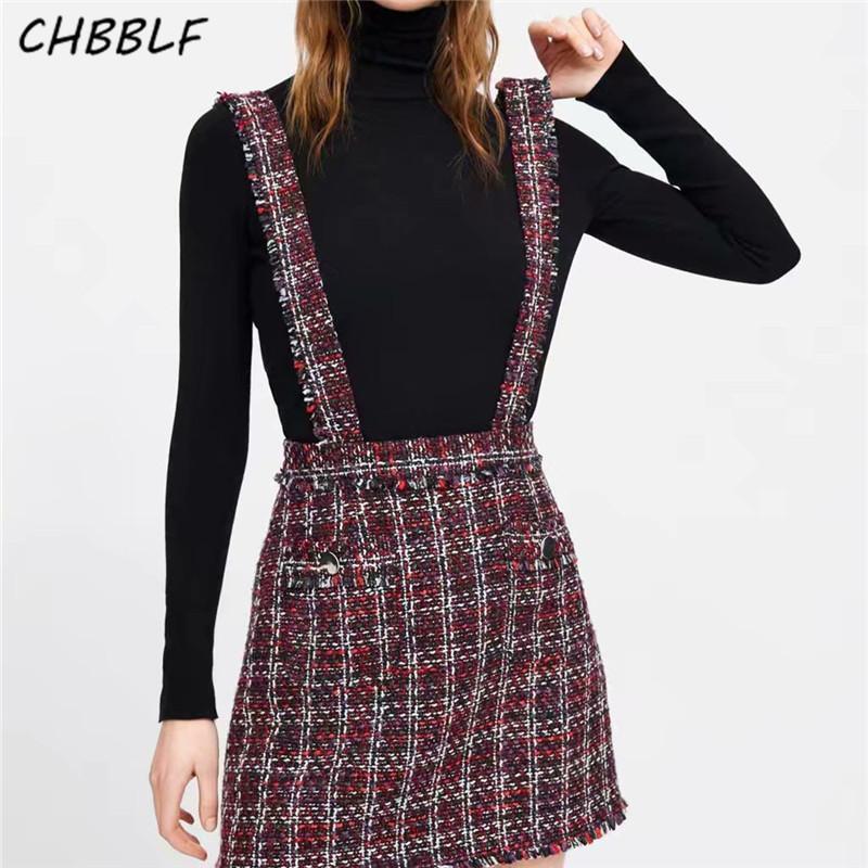 Skirts CHBBLF Women Suspender Chic Plaid Faldas Back Zipper Buttons Decorate Female Streetwear A Line Mini HJH1795, Brown
Skirts CHBBLF Women Suspender Chic Plaid Faldas Back Zipper Buttons Decorate Female Streetwear A Line Mini HJH1795, Brown