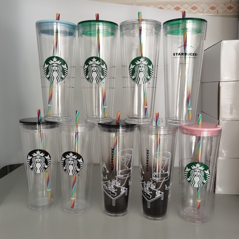 24Oz Starbucks Grande Insulated Travel Tumbler Double Wall Acrylic Double-wall insulated Plastic Rainbow Straw cup, Customize
24Oz Starbucks Grande Insulated Travel Tumbler Double Wall Acrylic Double-wall insulated Plastic Rainbow Straw cup, Customize