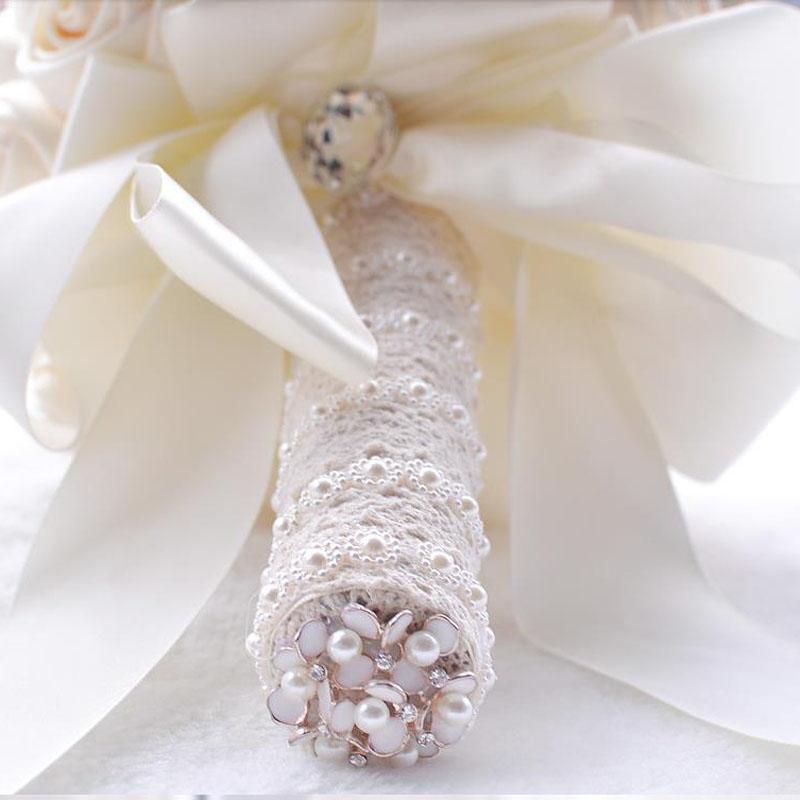 Handmade Rose New Bridal Bouquet Wedding Accessories Brooch Crystal Pearl Wedding Bouquet Holding Flowers