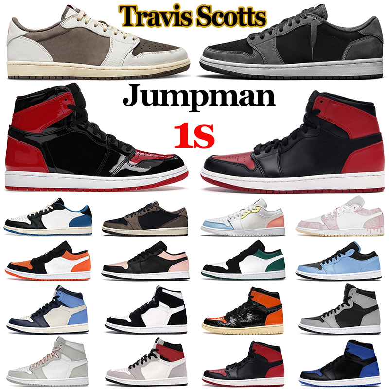 Jumpman 1 mens basketball shoes 1s Travis Scotts Black Phantom Reverse Mocha Bred Patent University Blue Shadow Pollen women men trainers sneakers, Neutral grey
Jumpman 1 mens basketball shoes 1s Travis Scotts Black Phantom Reverse Mocha Bred Patent University Blue Shadow Pollen women men trainers sneakers, Neutral grey