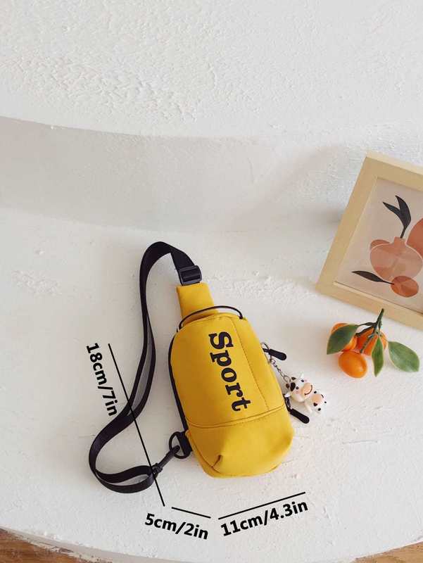 Boys Letter Graphic Sling Bag With Cartoon Bag Charm SHE