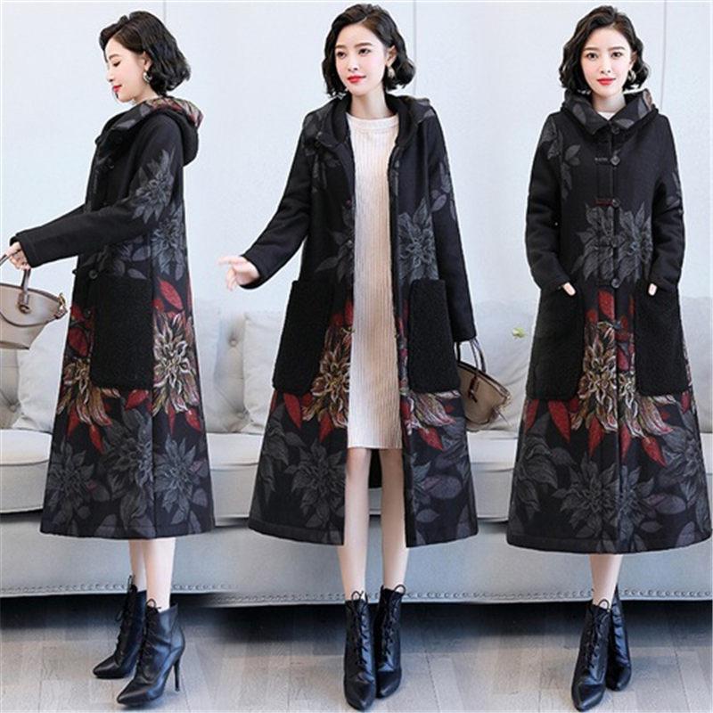 Women's Trench Coats Retro Ethnic Hooded Plus Velvet Jacket Women Over The Knee Autumn Winter Coat Loose Printed Windbreaker Mujer Abrigos, As show
Women's Trench Coats Retro Ethnic Hooded Plus Velvet Jacket Women Over The Knee Autumn Winter Coat Loose Printed Windbreaker Mujer Abrigos, As show
