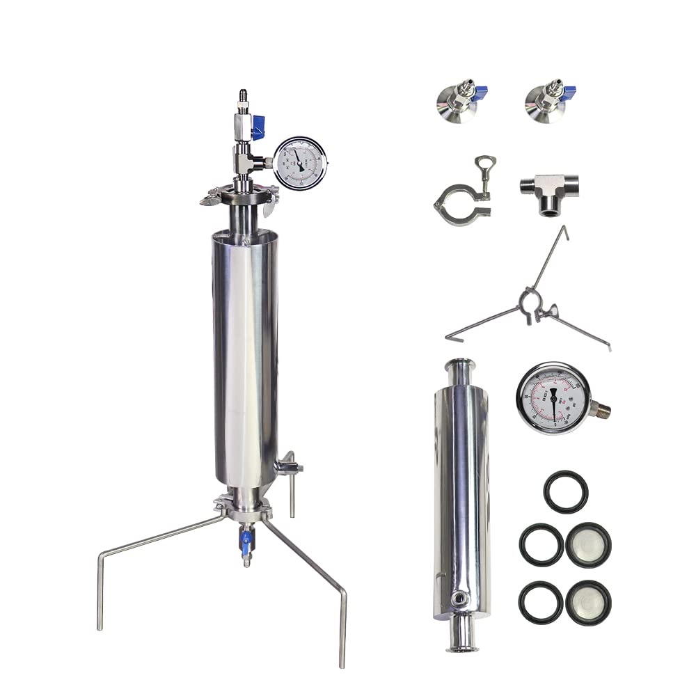 ZZKD 1.5" 18" Sanitary SS304 Lab Supplies Jacketed Closed Loop Extractor Vacuum Chamber/Tube 90g BHO