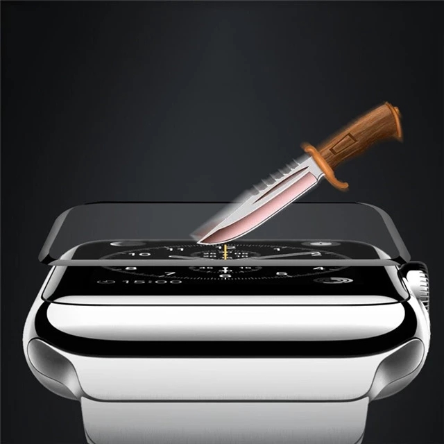 For Apple Watch iWatch 2 3 4 3D Soft Curved Edge Full Screen Protector Cover 41mm 45mm 38mm 42mm 40mm 44mm Tempered Glass Protector Protective With Re
