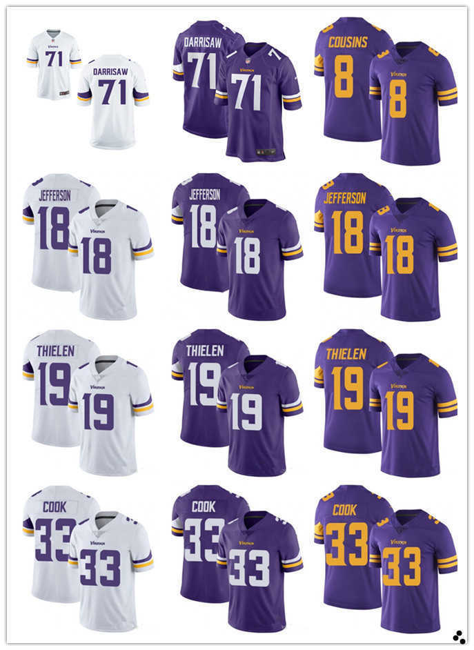 

16 Lewis Cine custom Minnesota''Vikings''Men 19 Adam Thielen 18 Justin Jefferson 7 Patrick Peterson 55 Za'Darius Smith Football Jerseys, Color