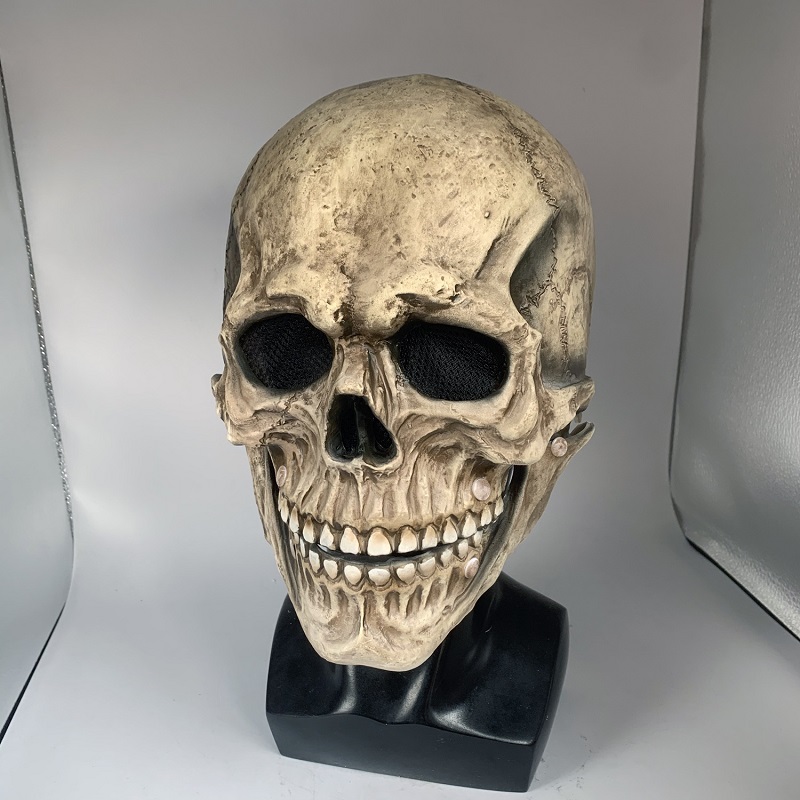 Halloween Party Full Head Skull Mask with Movable Jaw Scary Latex Adult Size Cosplay Masquerade Masks